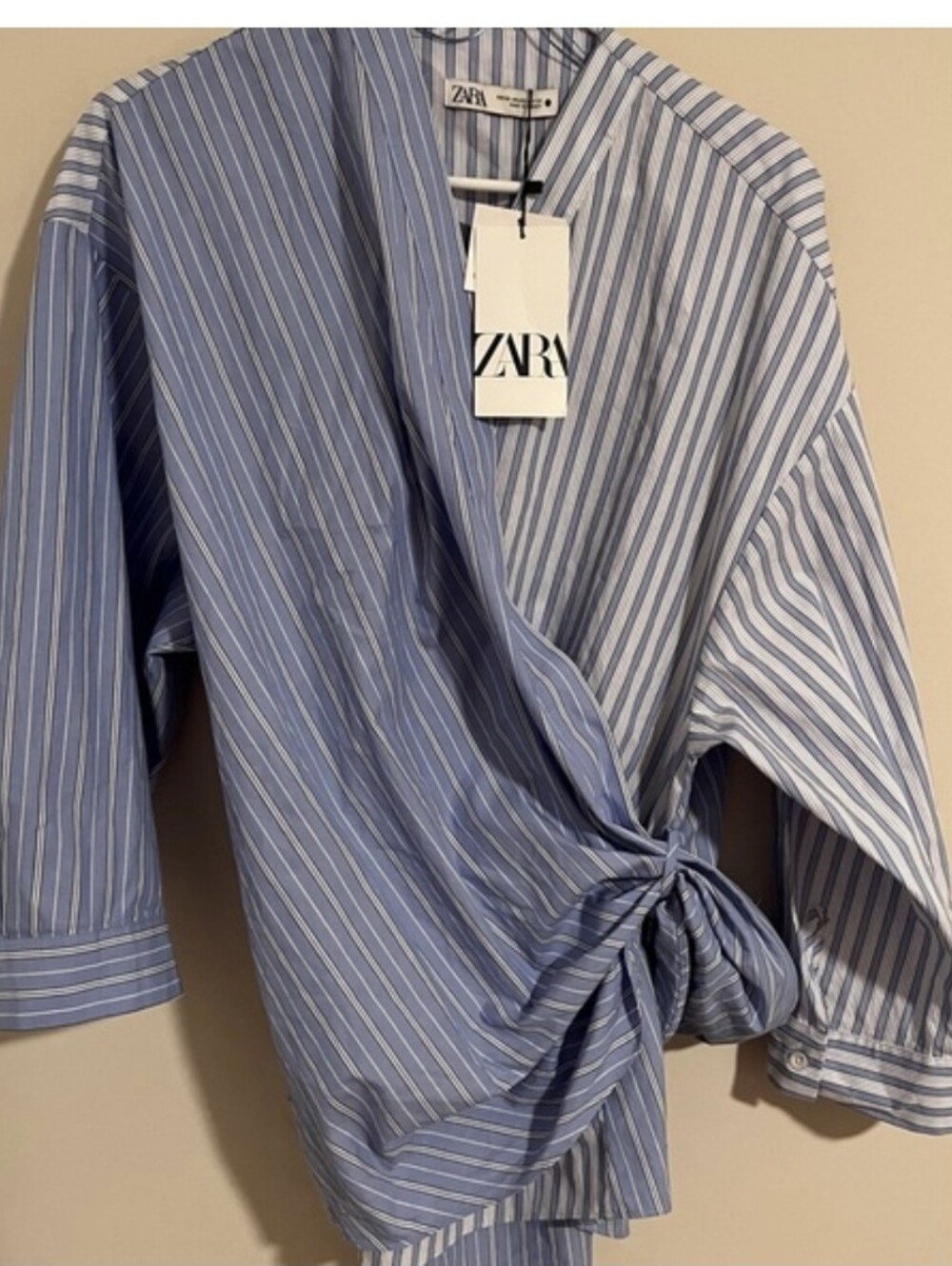 ZARA Blue Striped Wrap Shirt